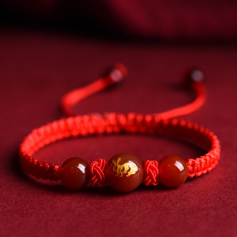 Zodiac Red Rope Bracelet Natural Red Agate