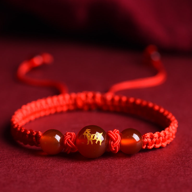 Zodiac Red Rope Bracelet Natural Red Agate
