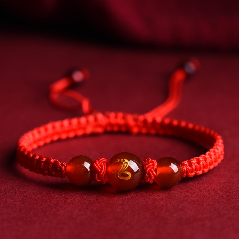 Zodiac Red Rope Bracelet Natural Red Agate