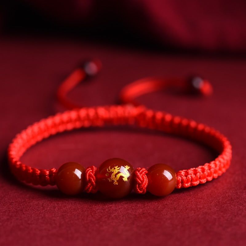 Zodiac Red Rope Bracelet Natural Red Agate