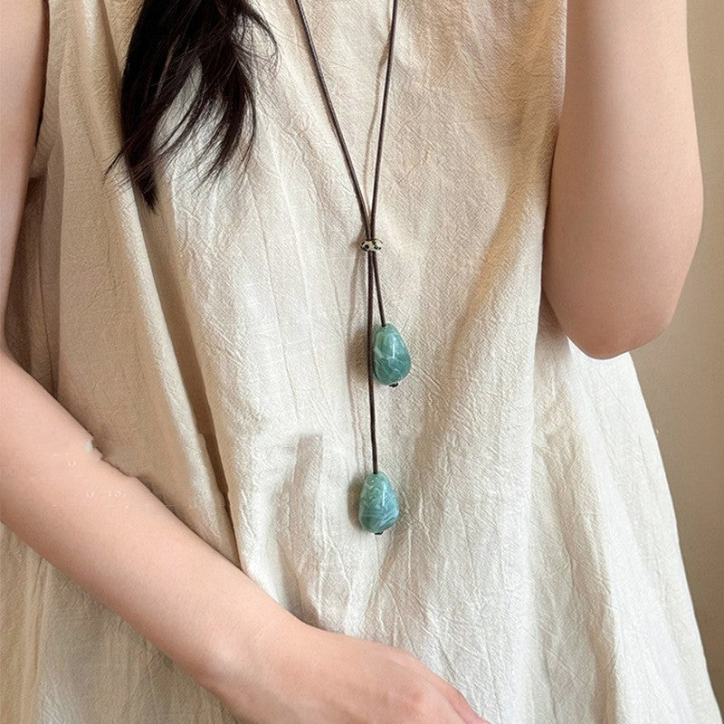 Bohemian Style Ceramic Necklace Female Geometric Shape